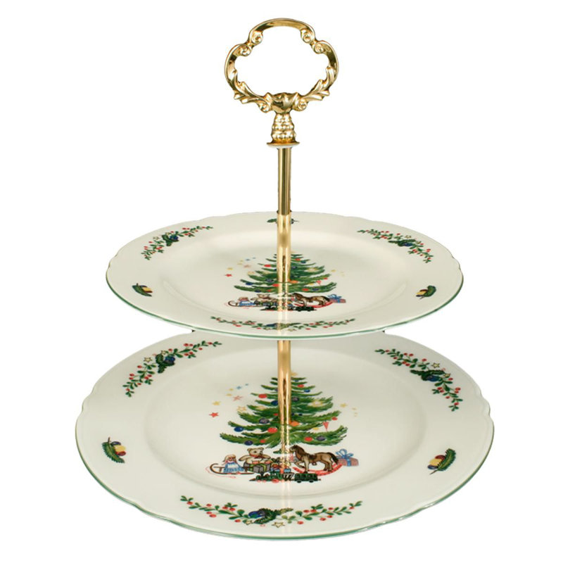 Marieluise Ivory Flowers Christmas Tiered Stand