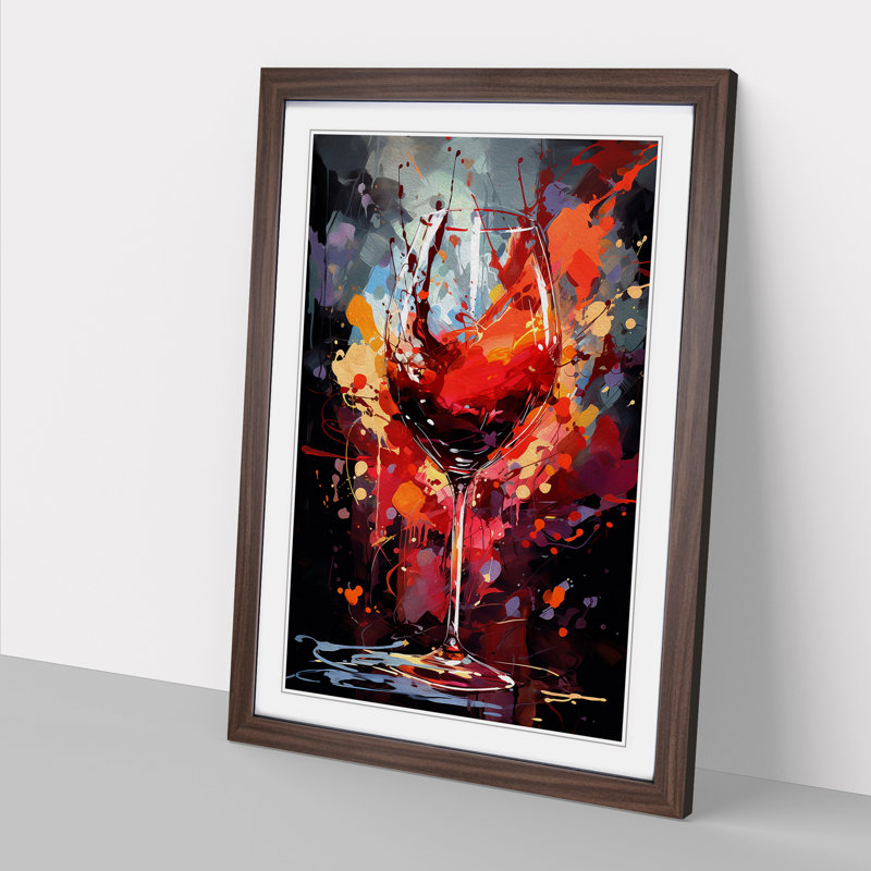 Wine Gestural Art - Framed Print, Walnut Framed, 34cm H x 25cm W