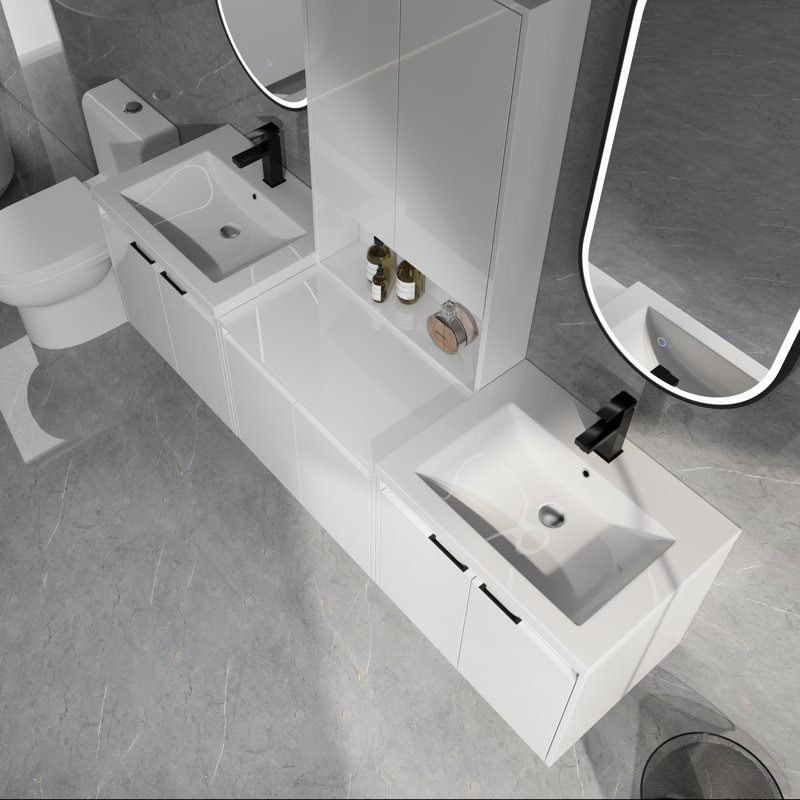 72" Bathroom Vanity Set with Resin Sinks