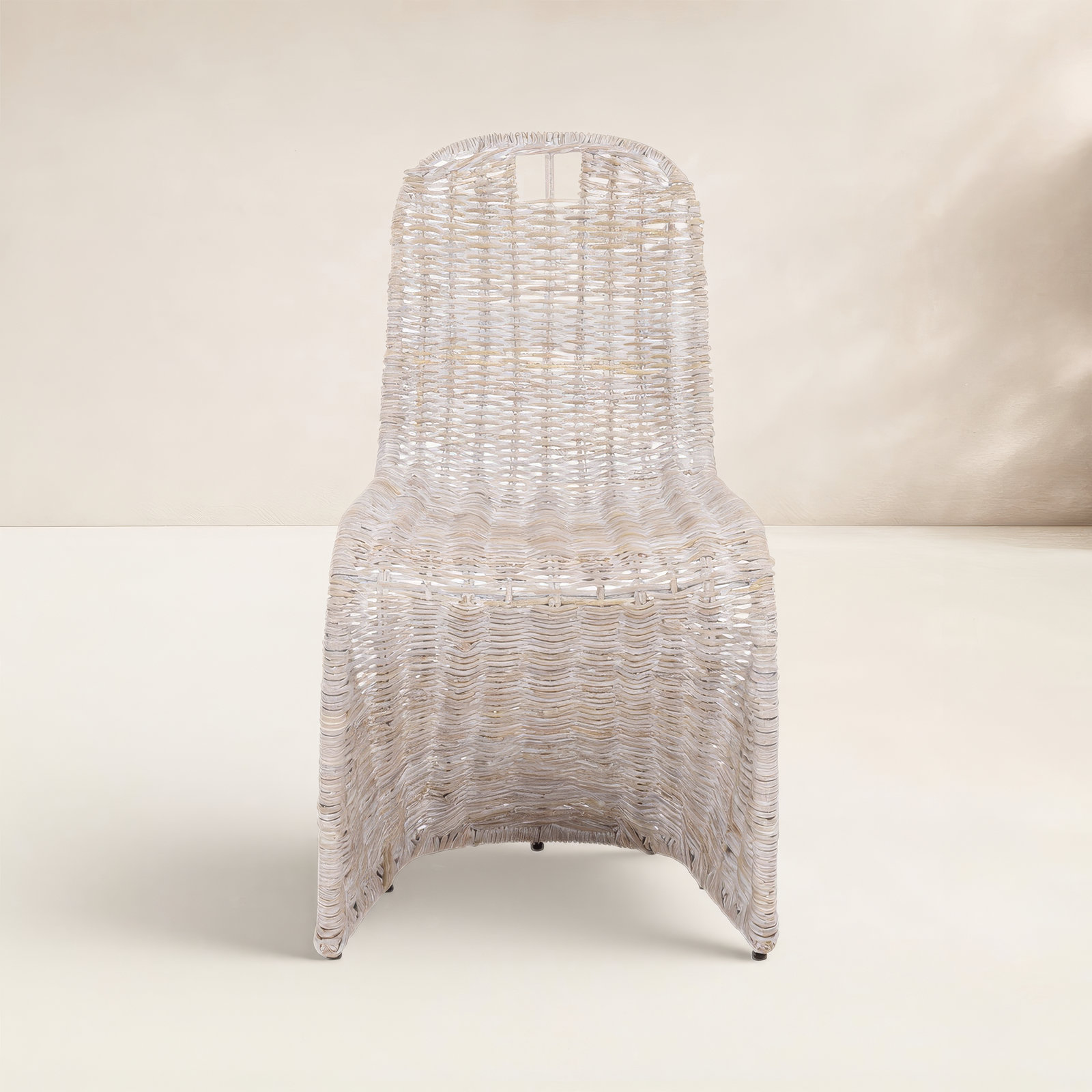Celeste Outdoor Wicker Dining Chair, White Washed
