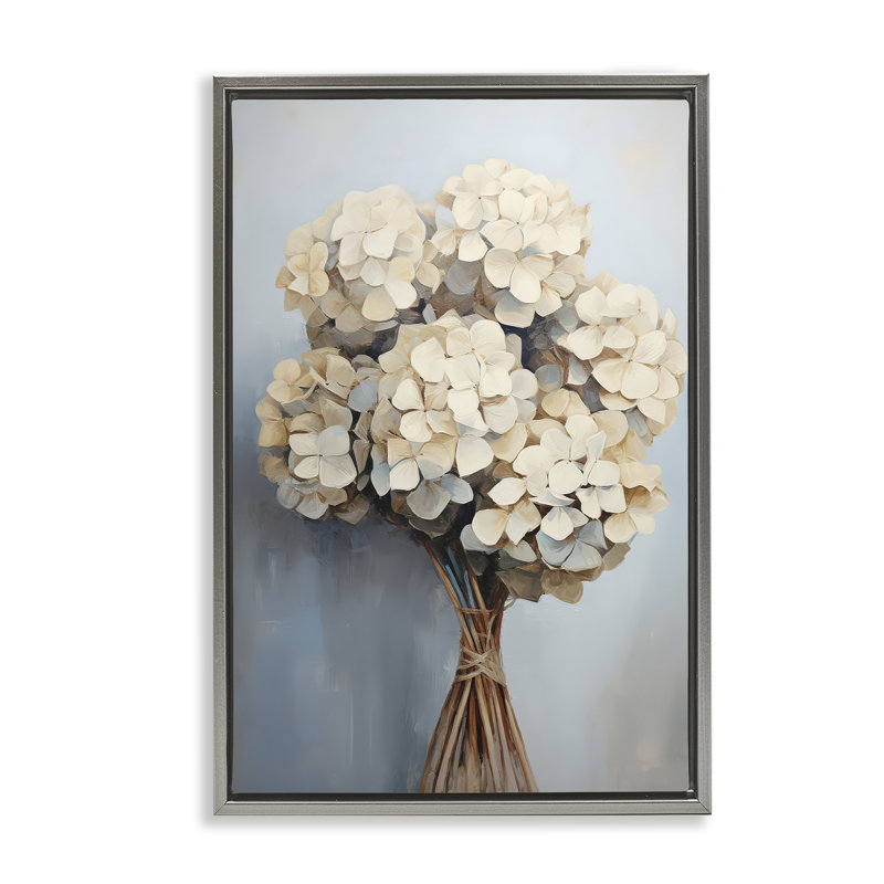 Faisceaux d'hortensias encadrés par Petals Prints Design, Cadre flottant gris lustré, H 31 po x l 21 po