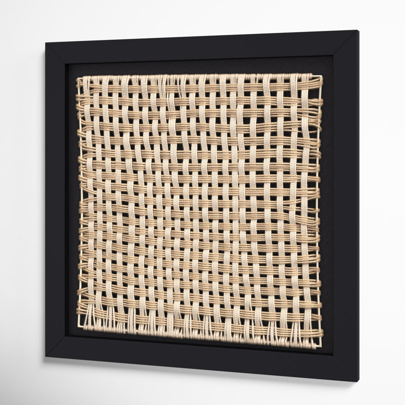 Square Black Framed Woven Cane Wall Decor