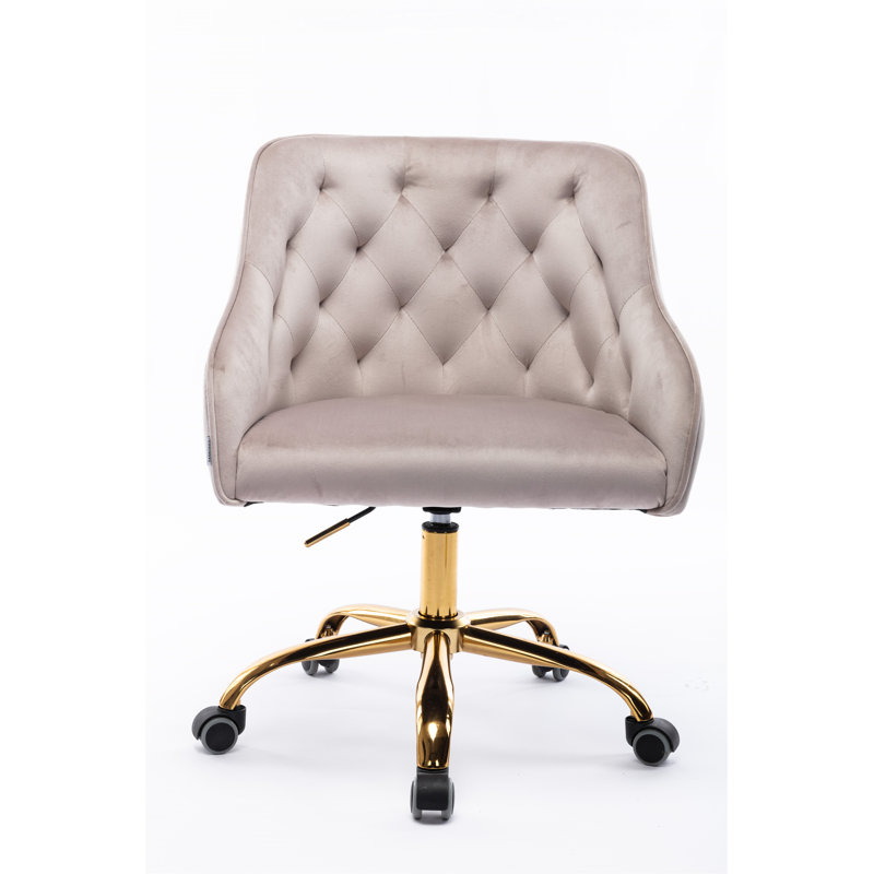 Deeanna Velvet Office Chair, Grey