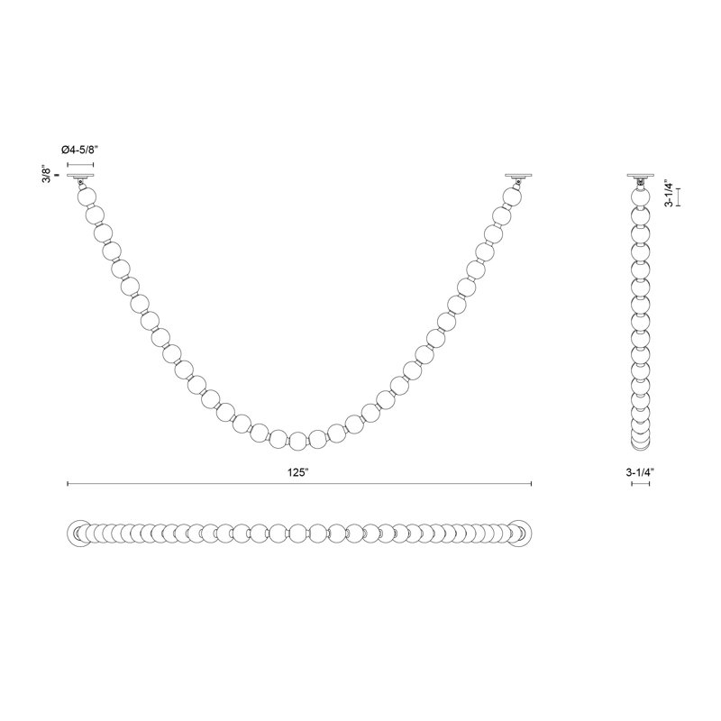 Akoya 125" Chrome LED Beaded Pendant Light