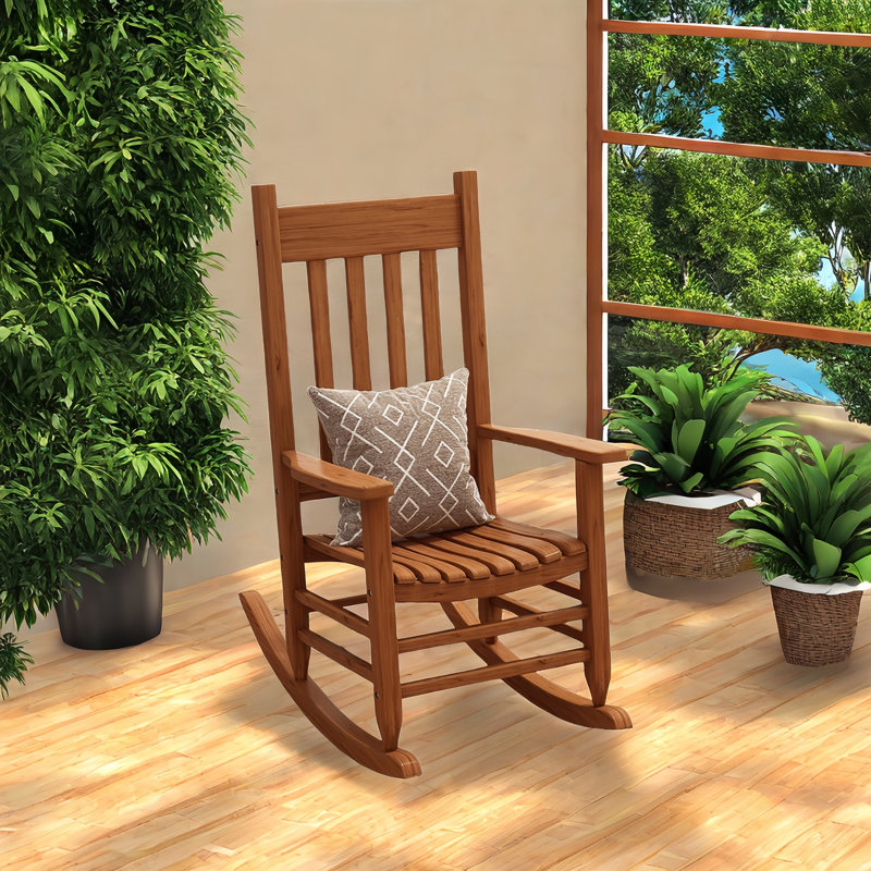 Chaise berçante moderne en bois massif, Noyer