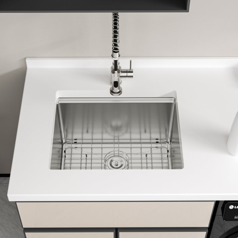 Évier de cuisine à cuve simple 23 po x 19 po encastrable en acier inoxydable T304