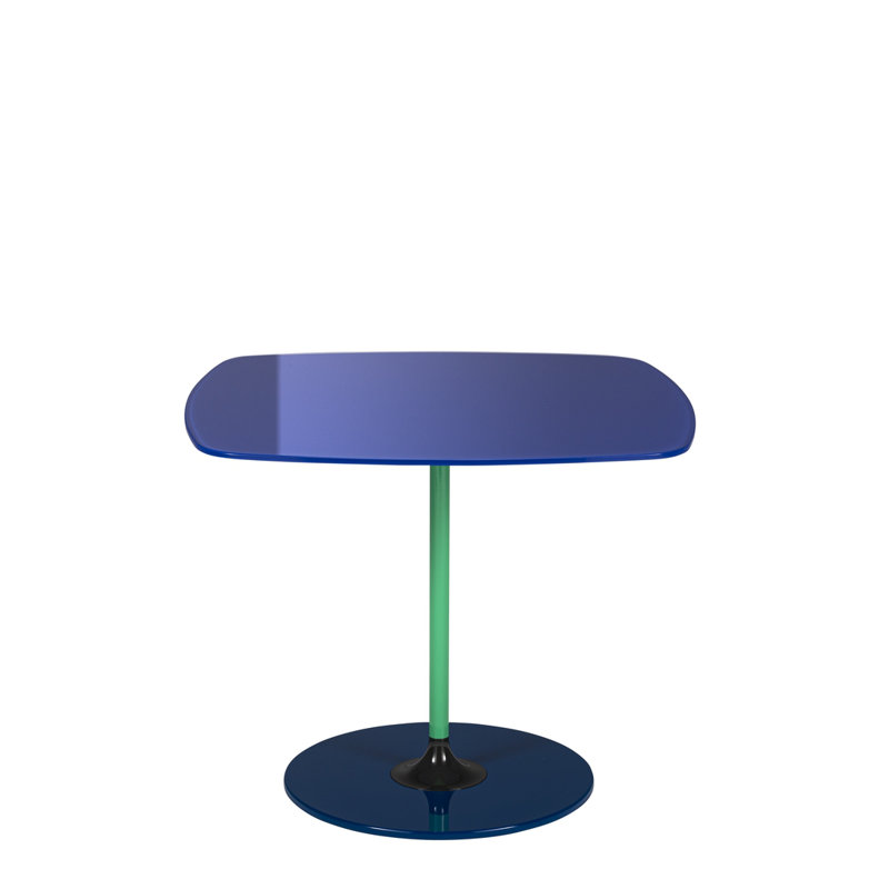 Thierry Glass End Table, Blue, 15.75 " H x 19.66 " W x 19.66 " D