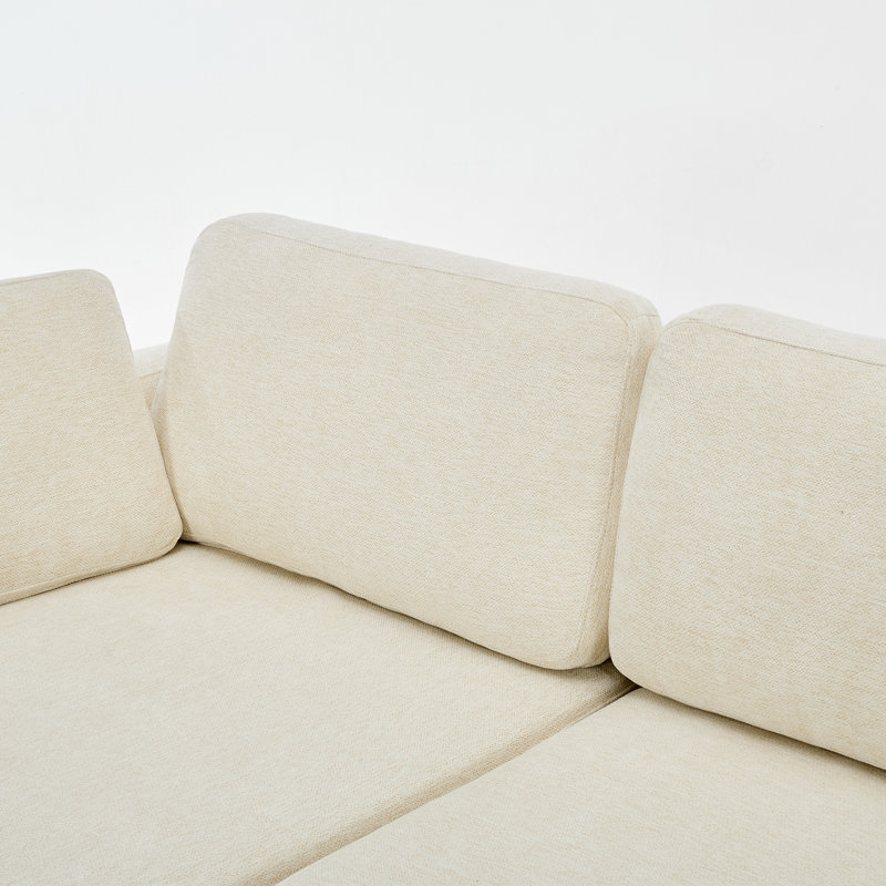 2 - Piece 108.7" Upholstered L Shape Sofa With Convertible Chaise, Cream
