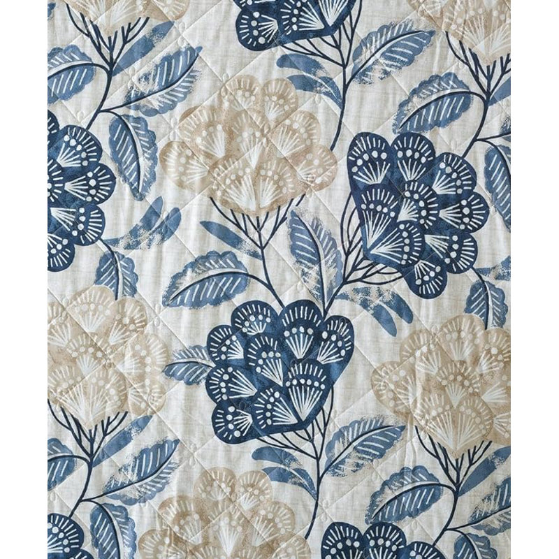 Andrena Microfiber Bedspread with Pillow Shams, Super King Bedspread + 2 Pillow Shams, Blue, Floral