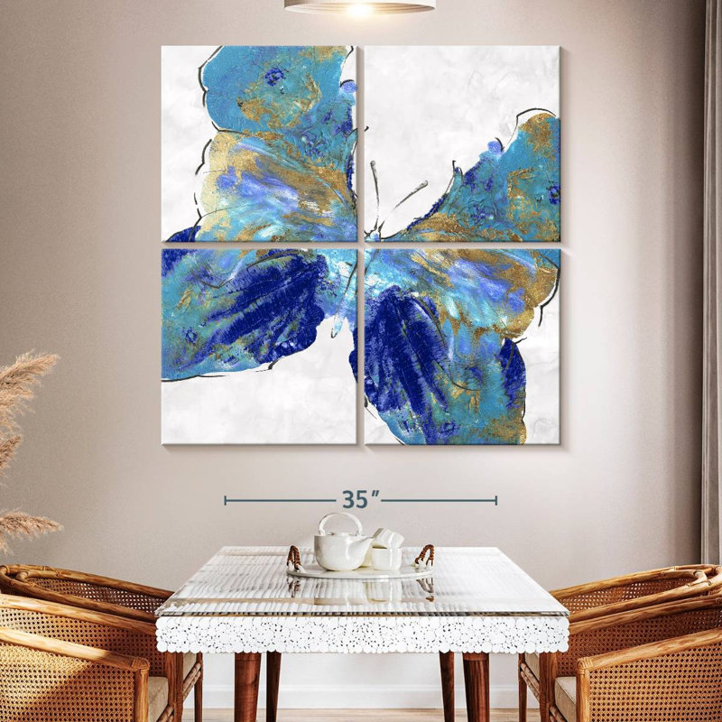Brampt Blue Butterfly Gold Streaks, 50" H x 50" W