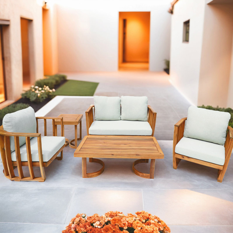 Ensemble de conversation avec canapé pour 4 personnes Baryn Acacia