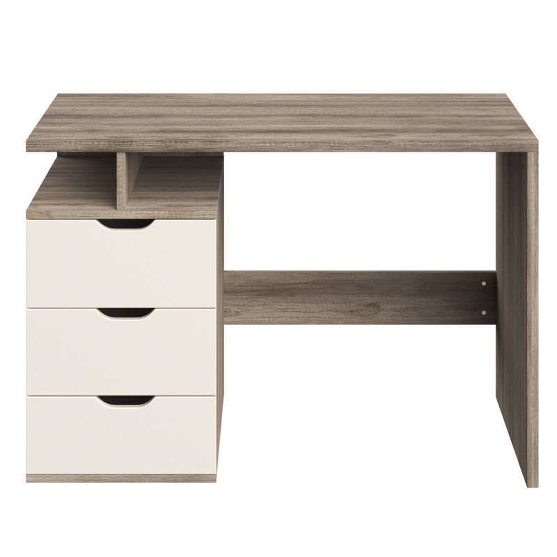 Athenea Computer Desk - Contemporary Desk with Attached 3-Drawer File Cabinet - For Home Office, Bedroom, Computer, or Craft Table