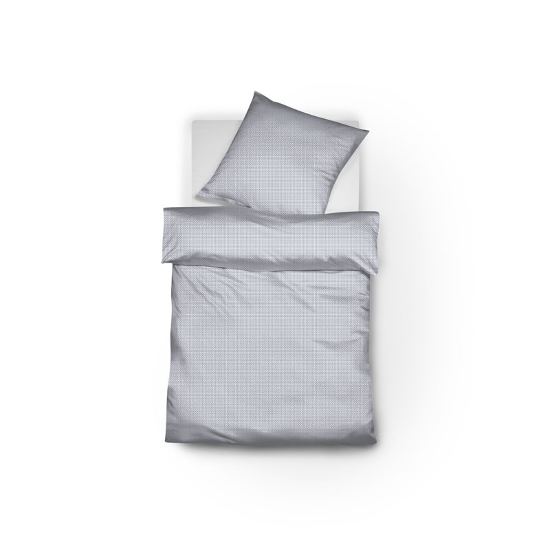 Buntgewebe Porto 100% cotton 190 TC Duvet Cover Set, Double - 2 Pillowcases (80 x 80 cm), Grey