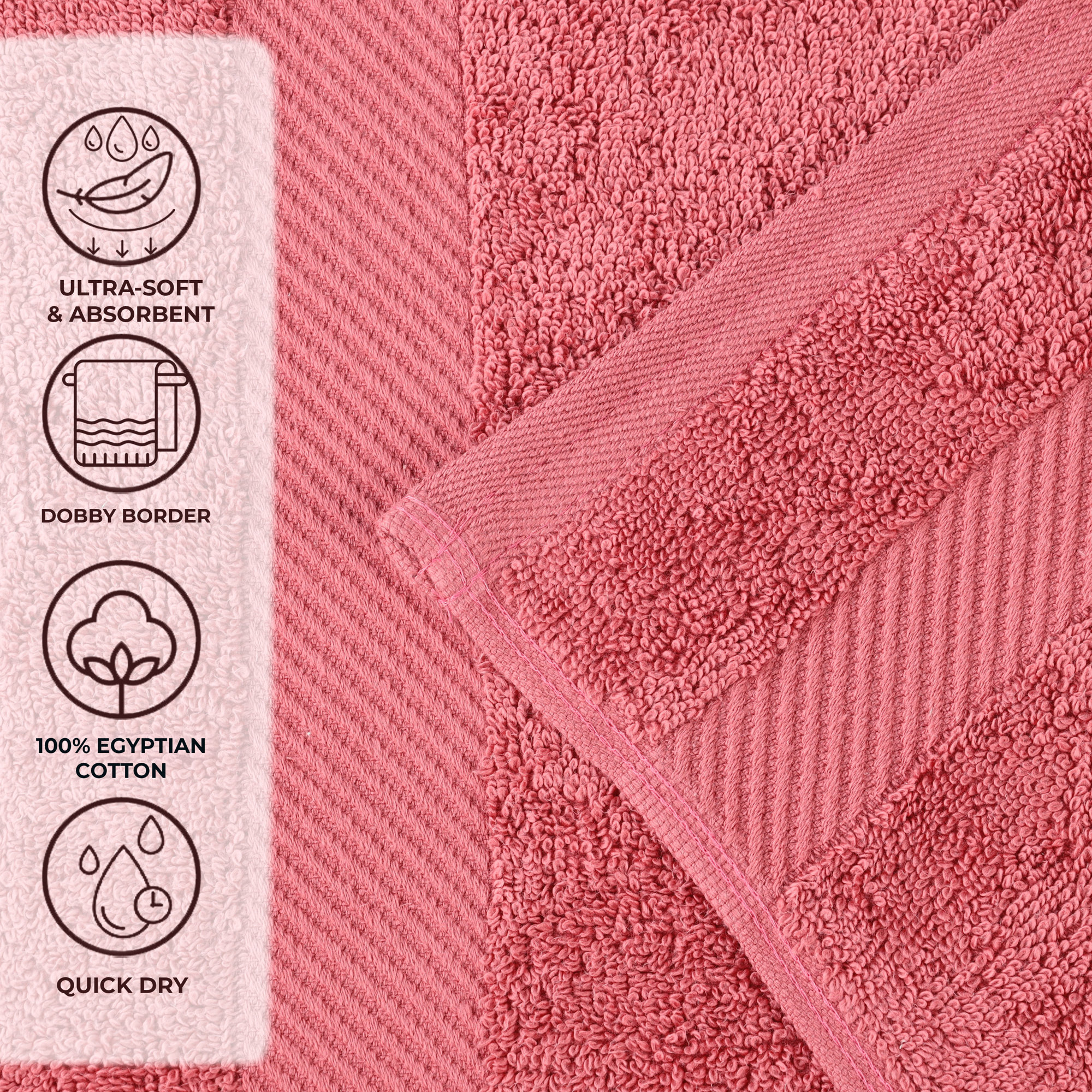 Rei Certified Egyptian Cotton Medium Weight Solid Luxury 2 Piece Bath Sheet Set, Sandy Rose