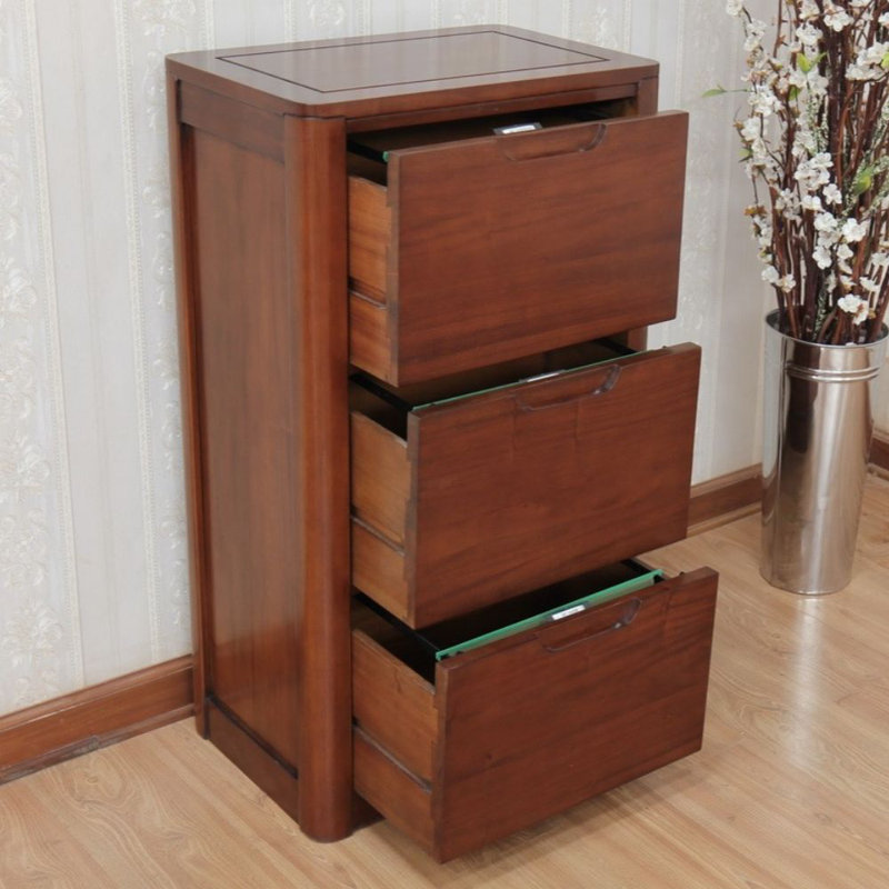 SP 60cm Wide 3 -Drawer Solid Wood File Cabinet
