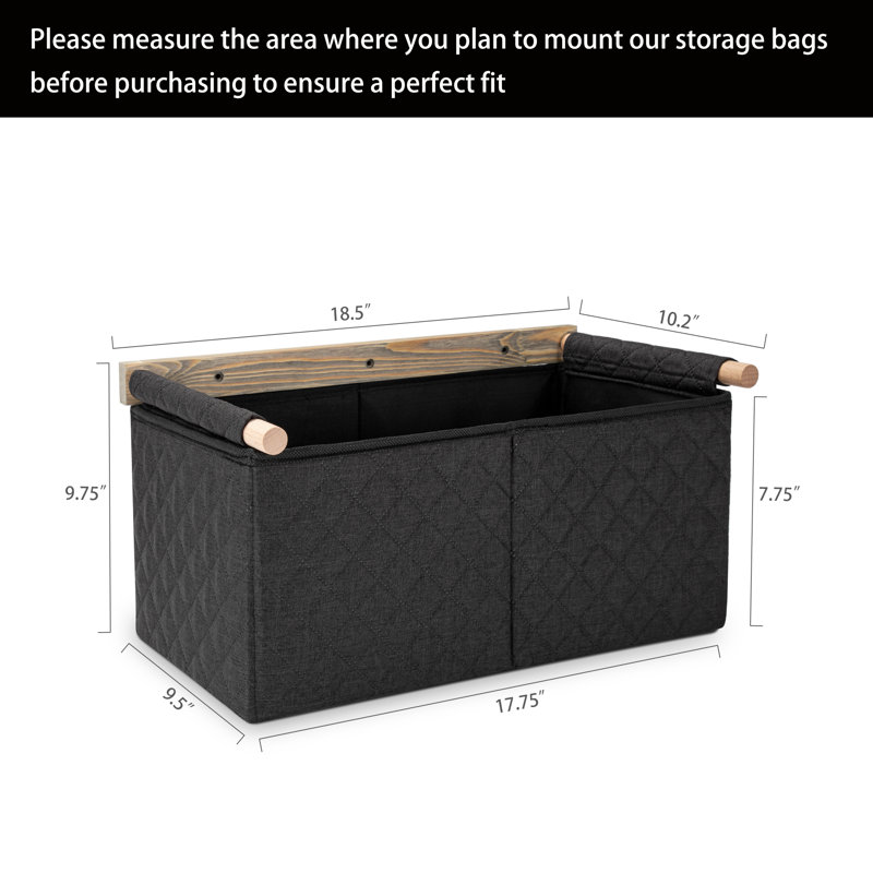 Ensemble de 2 sacs de rangement suspendus - Organisateur de rangement mural, petit, 9.75" W x 18.5" H x 10.2" D, Black