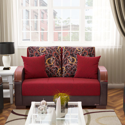 Canapé convertible rembourré en rouge - Polyvalent pour les petits espaces Hauteur du produit: 36,83 po, assemblage facile, collection de matériaux avec option d'espace de rangement Largeur du colis de 40 po, poids de 160 lb