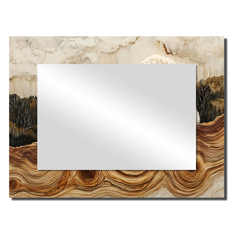 Abstrait mouton dans un paysage de ferme - miroir mural animaux - imprimé sur métal, 24 po x 32 po