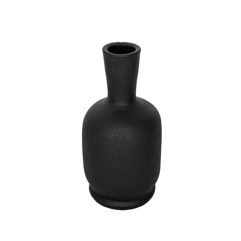 Gonzalez Textured Terracotta Vase - Matte Black Decorative Vase for Living Room, Console Table & Shelf Décor