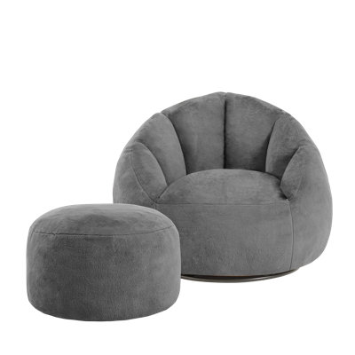 Giant 360 Swivel Compression Bean Bag Chair with Ottoman Shell Lounge Floor Sofa