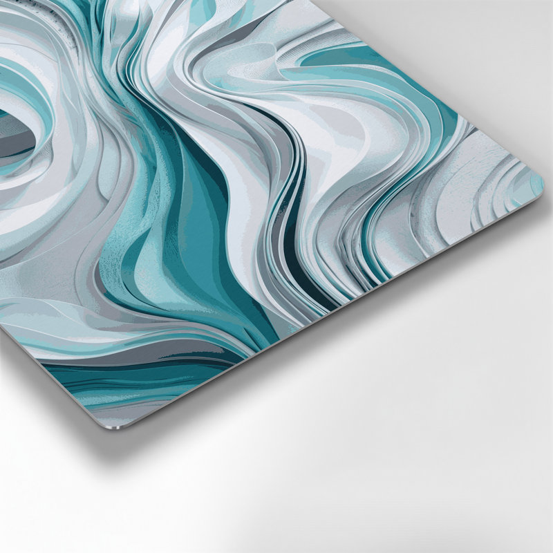 Abstraction numérique 39, art mural bleu en métal, H 14 po x l 11 po