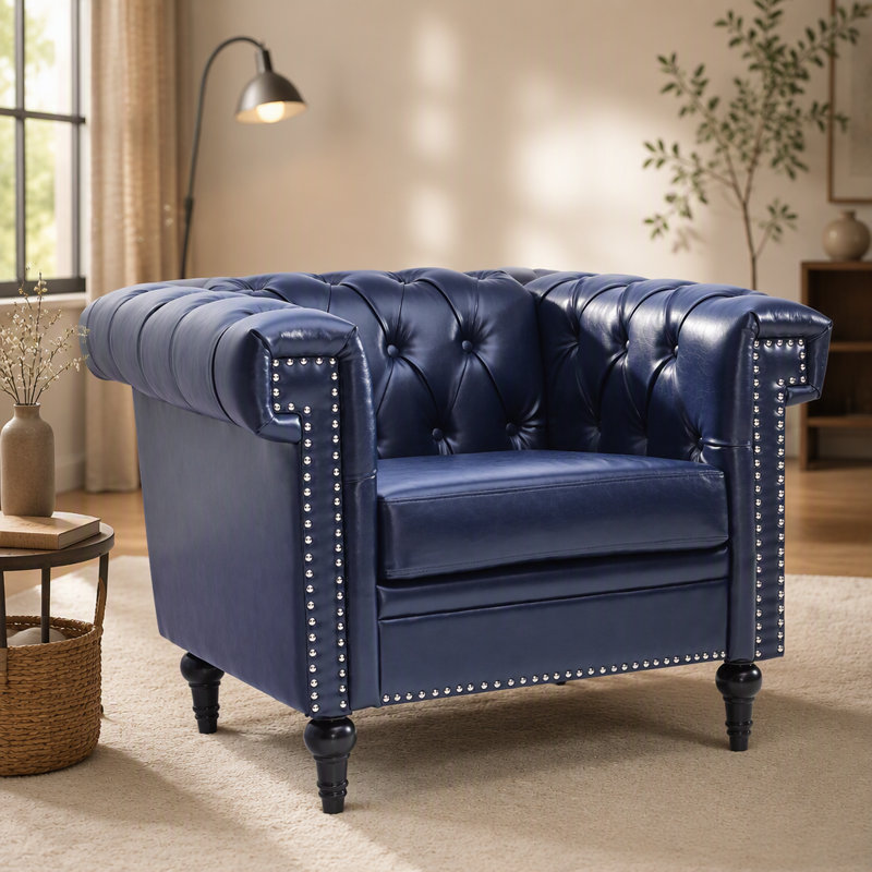 Sofa 1 place pour salon, Similicuir bleu