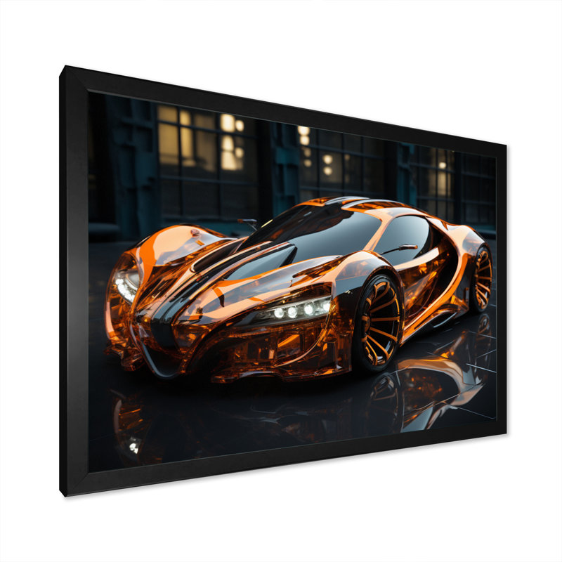 Sophistiqué et élégant verre Supercar III sur toile, Cadre simple noir, H 30 po x l 40 po x P 1,5 po