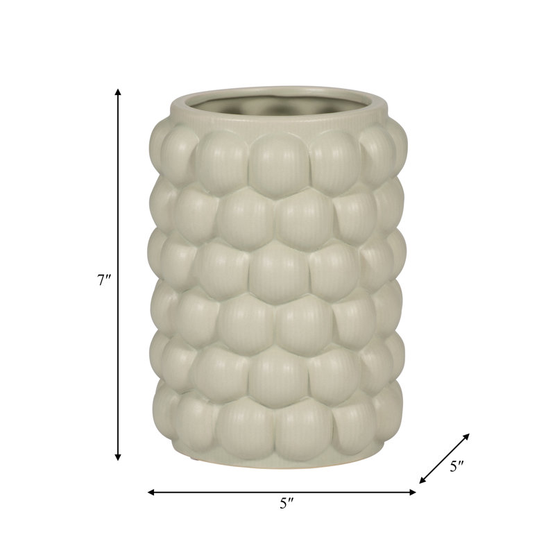 Stoneware Ceramic Vase with Sculptural Boho-Inspired Design and Bubble Texture - Modern Decorative Stylish Accent Piece for Contemporary Interiors