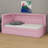 Upholstered Platform Bed With USB Ports,LED Belt And Trundle-1513865254
