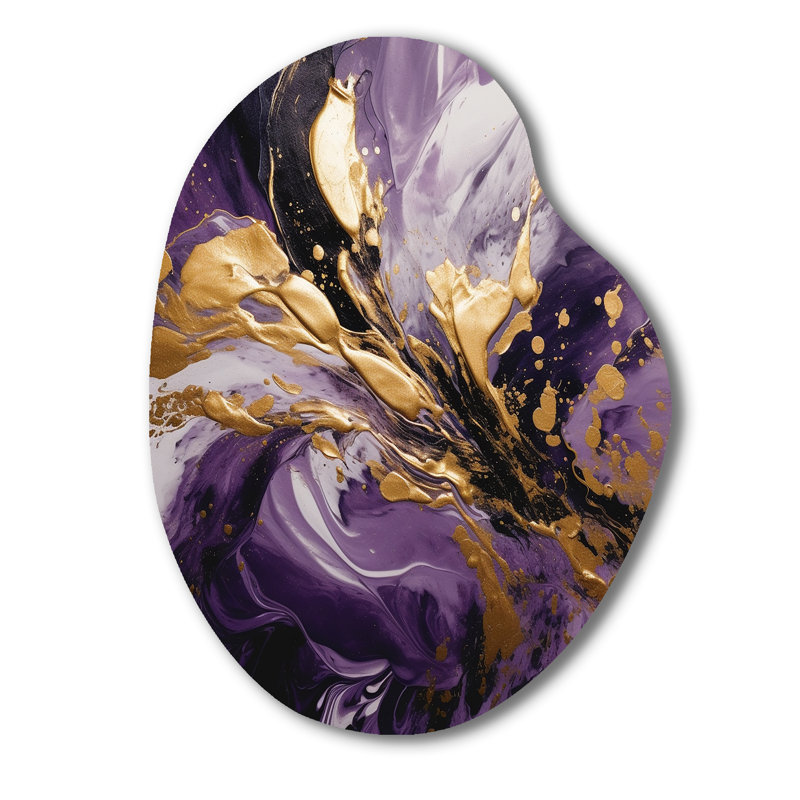 Mauve et or liquide Magic II - forme abstraite de forme irrégulière, art mural moderne en métal asymétrique