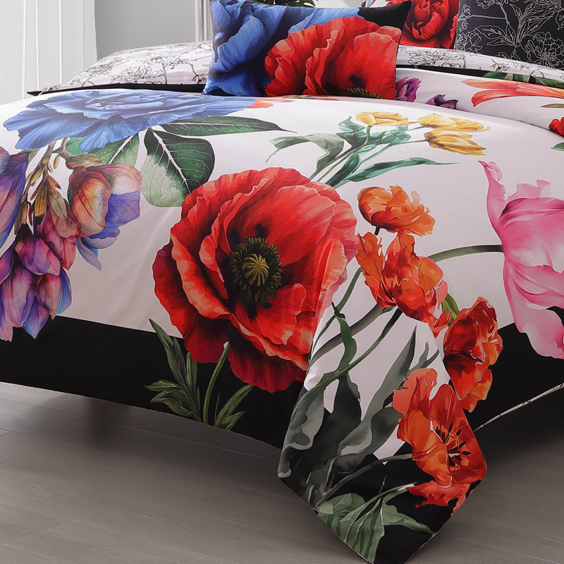 Ensemble d'édredon réversible 100% satin de coton Bebejan Petal Portrait 5 pièces