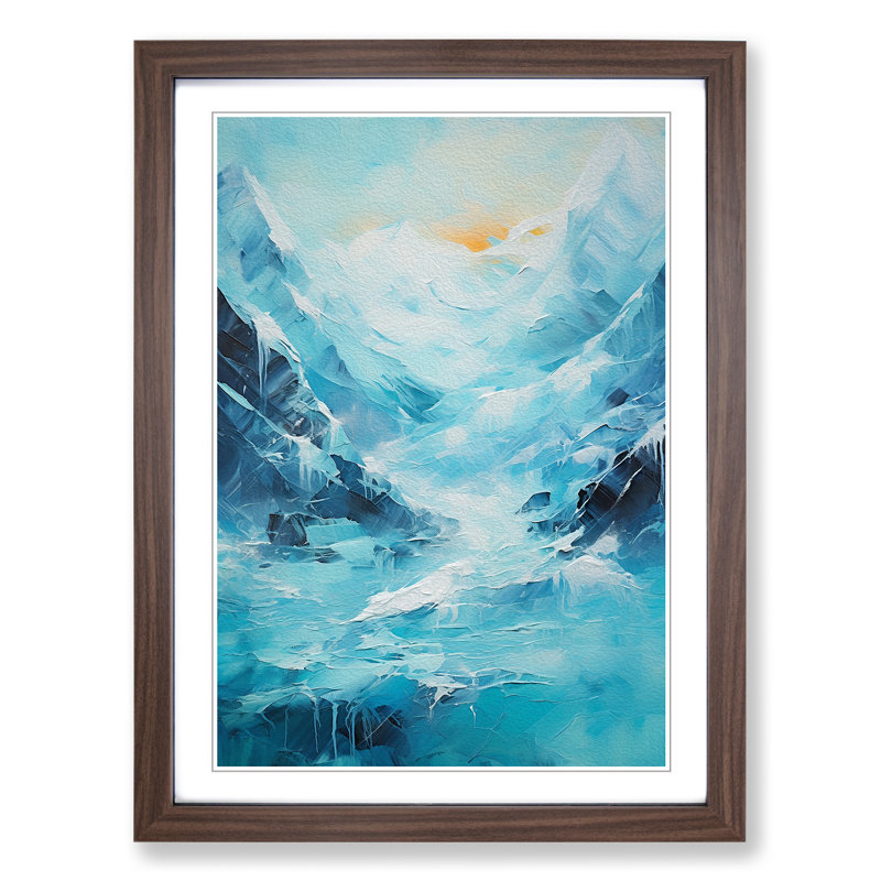Glacier Action Painting - Framed Print, 46cm H x 34cm W x 2cm D, Walnut