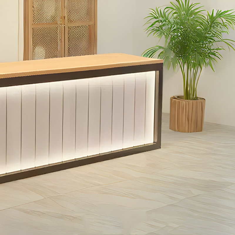 Rectangular Information Counter, Cashier Counter, and Writing Desk with Single Surface for Office or Store, White