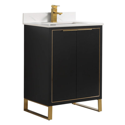 Minday 24'' Single Bathroom Vanity with Stone Top