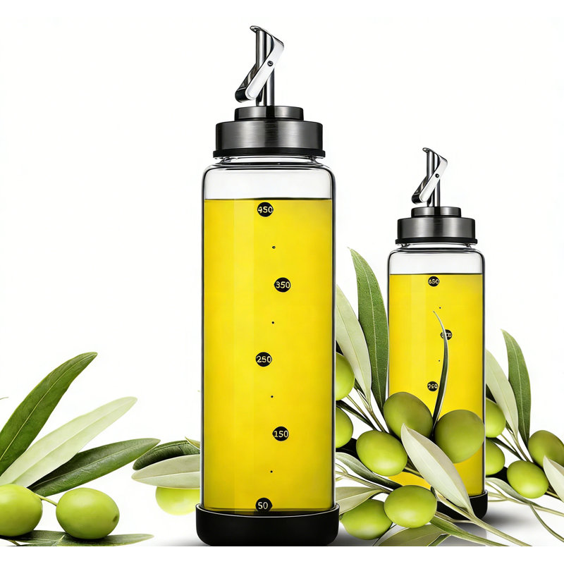 Distributeur d'huile d'olive incassable - Bouteille en verre borosilicaté étanche avec bec basculeur automatique