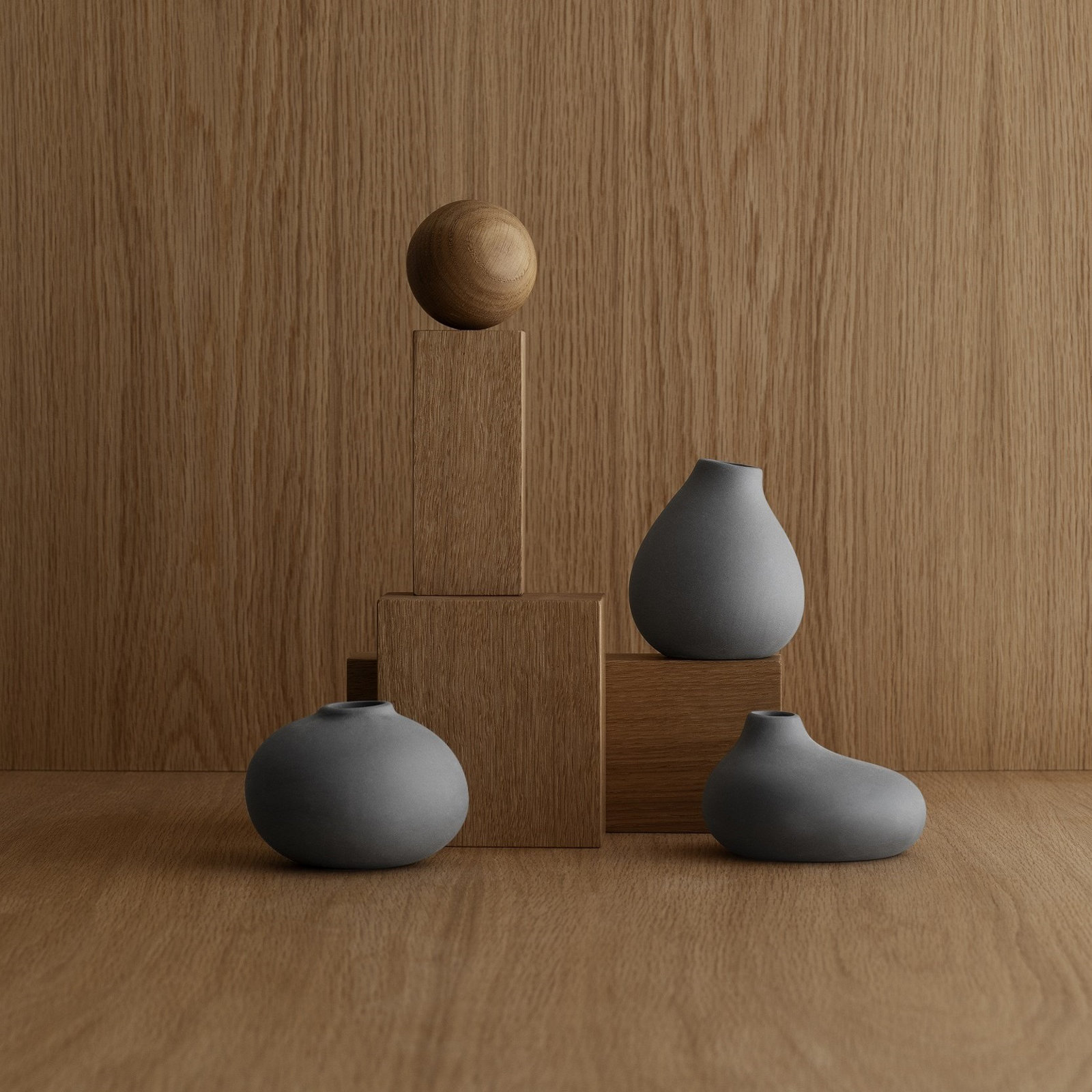 Nona Porcelain Table Vase, Pewter