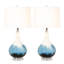 Ombre - Ensemble de 2 lampes de table en verre 28 po - bleu, finition blanche