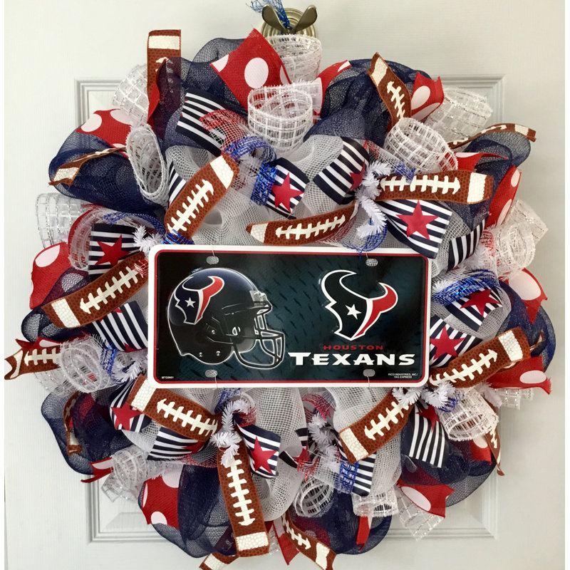 Couronne de football en maille déco faite à la main 24 po, Texans de Houston
