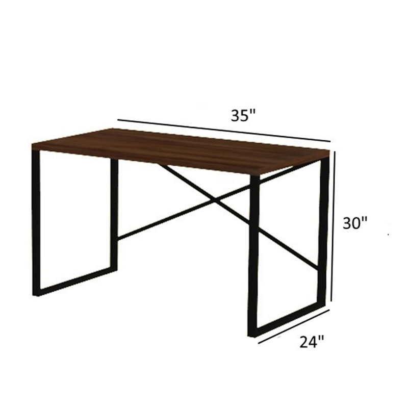 Bureau d'écriture, bureau d'ordinateur, bureau à domicile, Noyer / Noir