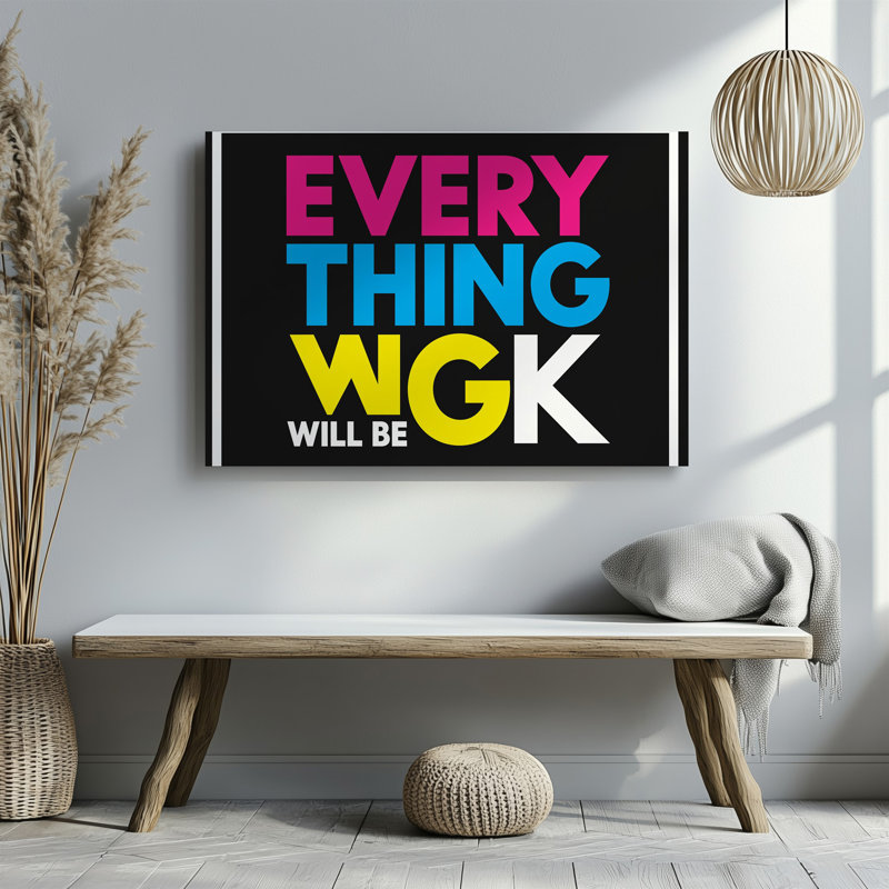 Toile, "Design A Vibrant", impression typographique moderne sur fond noir, H 9 po x l 12 po
