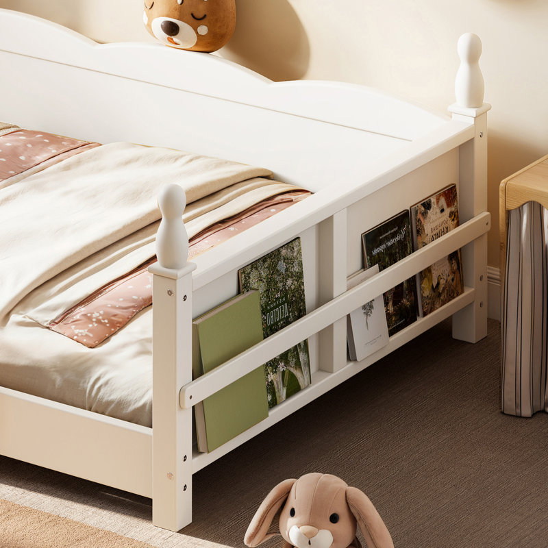 Lits simples avec rangement Montessori, garde-corps en bois aggloméré, chambre d'enfant moderne