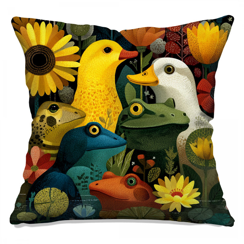 Coussins Frog Ducks, 14 X 14 pouces
