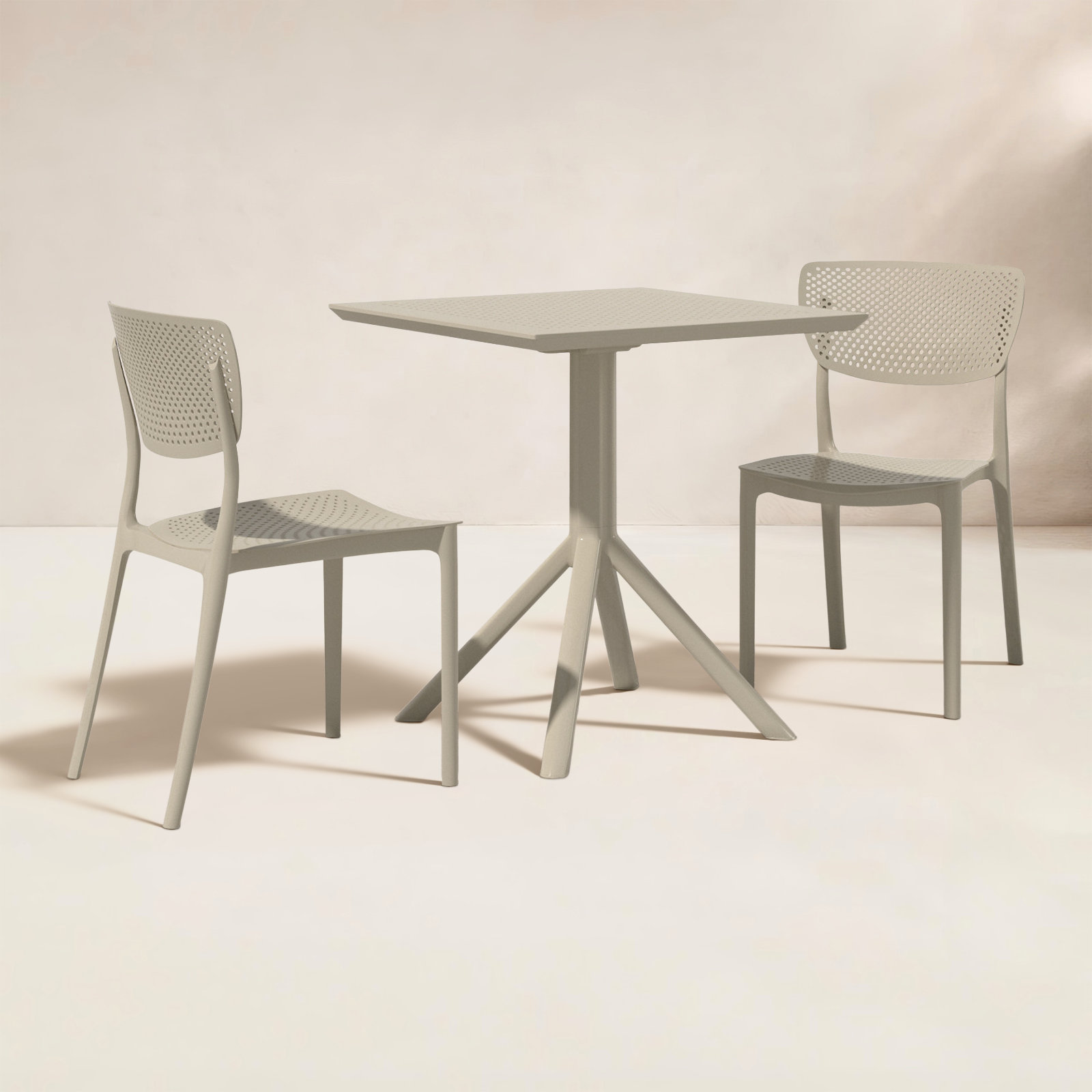 Farrah Patio Bistro Set, Taupe, 27.5" D x 27.5" W x 29.5" H
