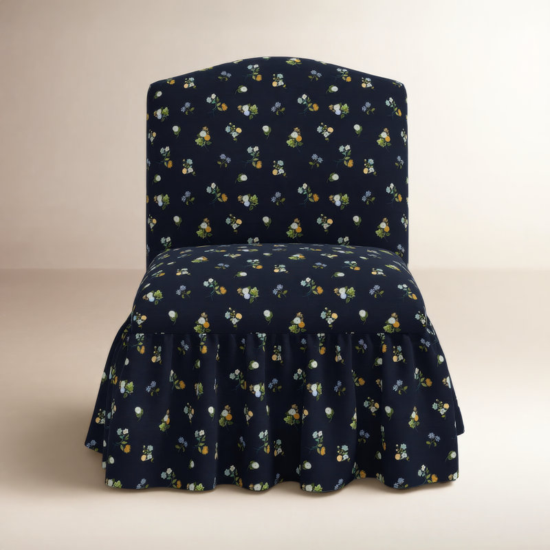 Fauteuil de chambre Edie en bleu marine Ditsy Dahlia, Ditsia Dahlia bleu marine