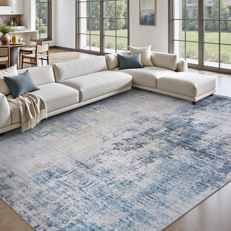 Modern Abstract Machine Washable Area Rug For Living Room, Bedroom