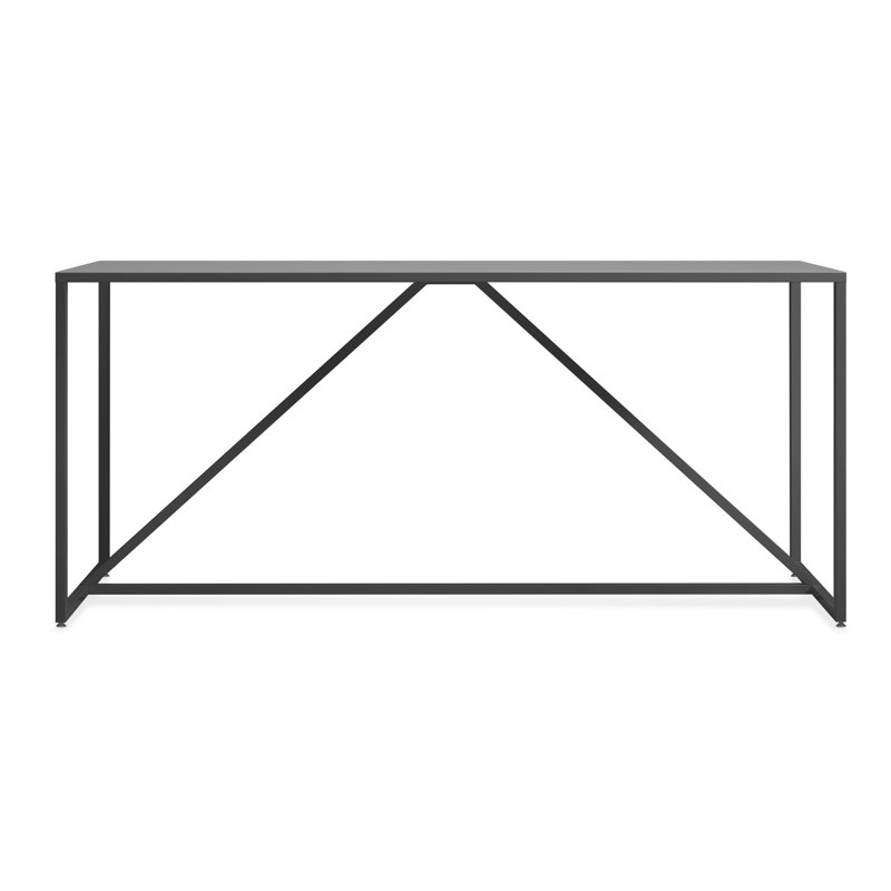 Strut Walnut Metal Base Dining Table, Bar (40" Height), Slate, 35" W x 90" L