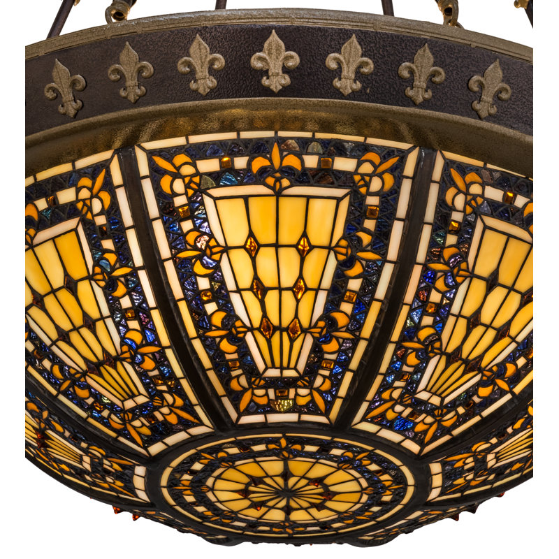 Plafonnier semi-encastré 27,5" à cuve unique 6 lumières