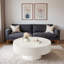 Table basse ronde moderne avec rainures, plateau de table épais et base robuste-1908233916