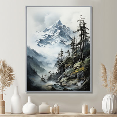 Dantrel vert, montagnes blanches, majestueux pics d'hiver - montagnes, art mural