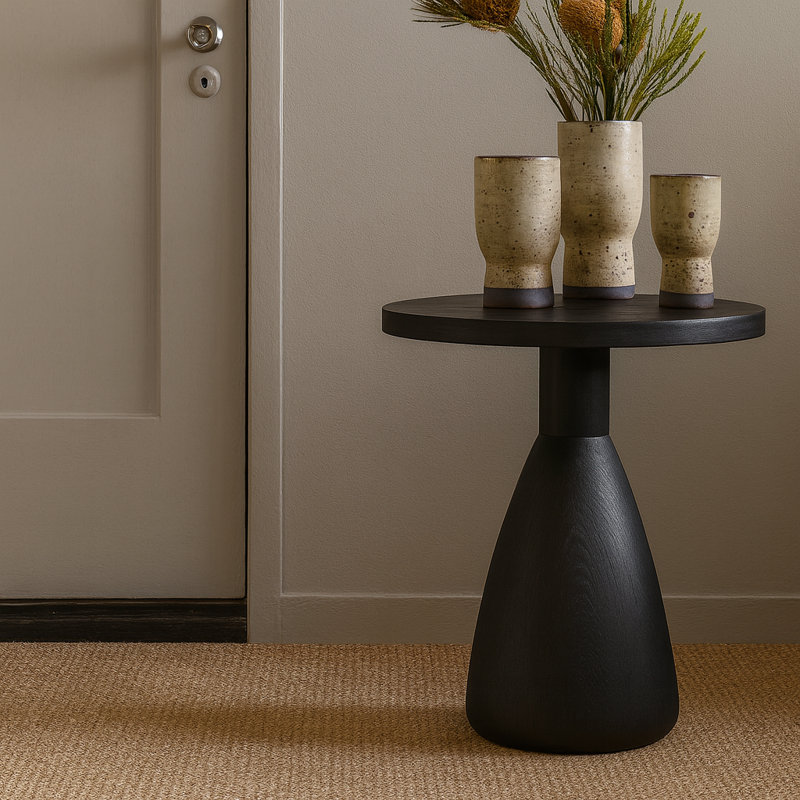 Table de bout en bois massif Erni, Gris anthracite